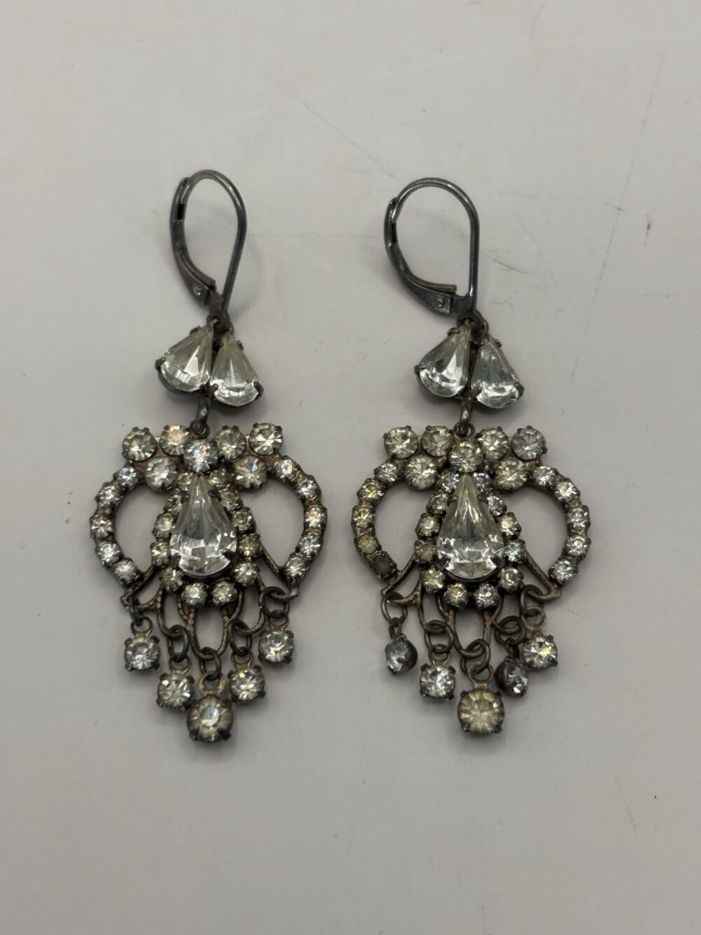 Antique/Vintage Chandelier RhineStone Dangle Beaded~Art Deco Earrings Jewelry